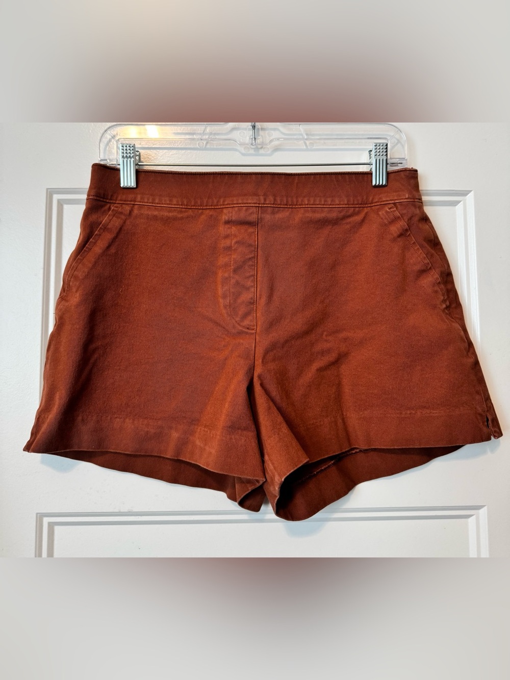 SPANX Pull-On Stretch Shorts Medium Brown Rust Pockets Casual Summer